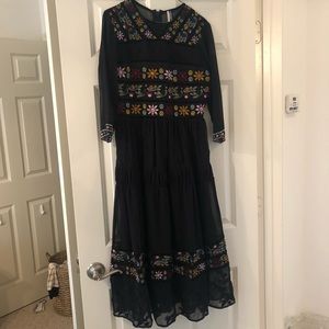 Topshop floral embroidery midi/maxi dress